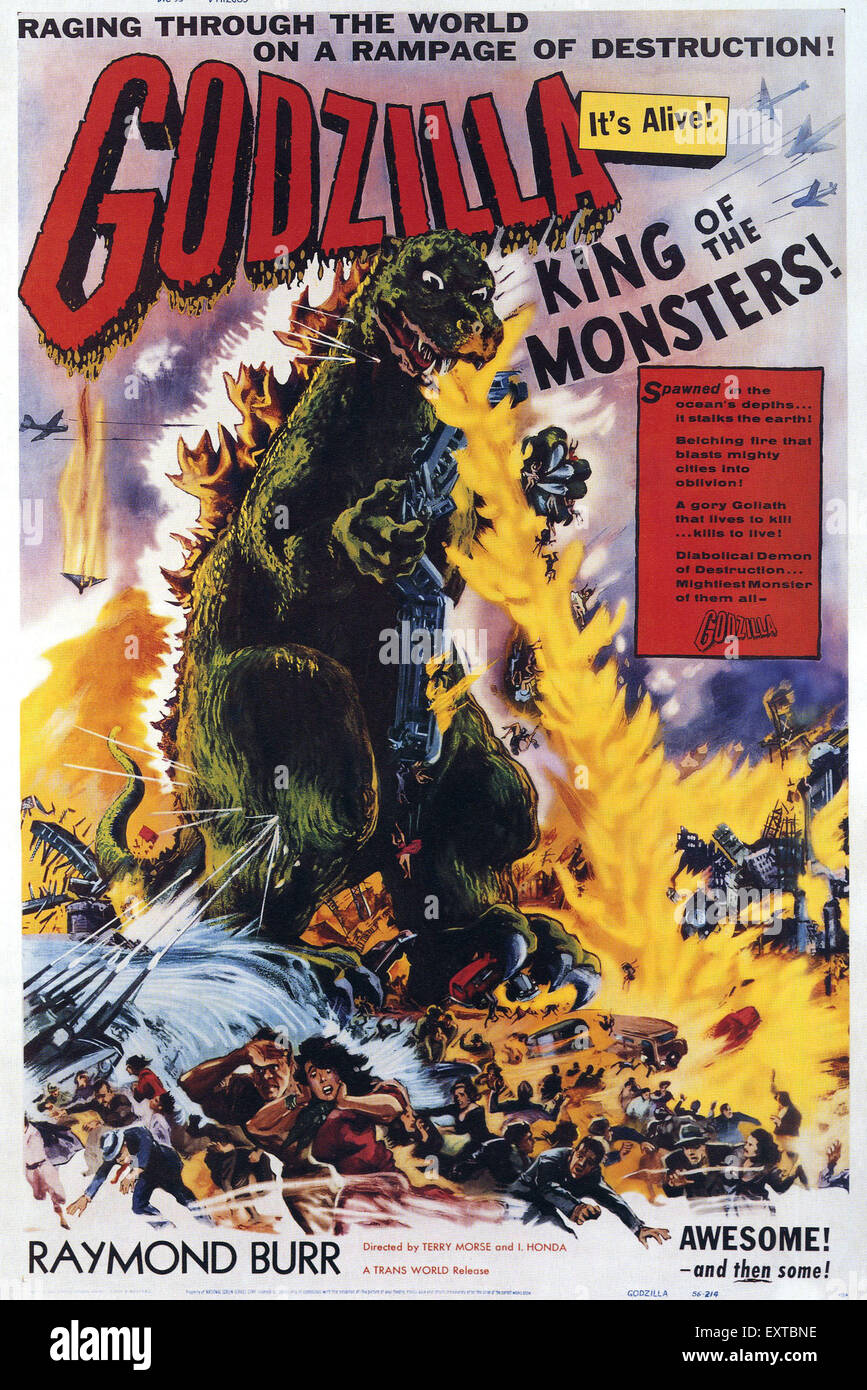 Godzilla B Movie poster Retro 50s T shirt 1954