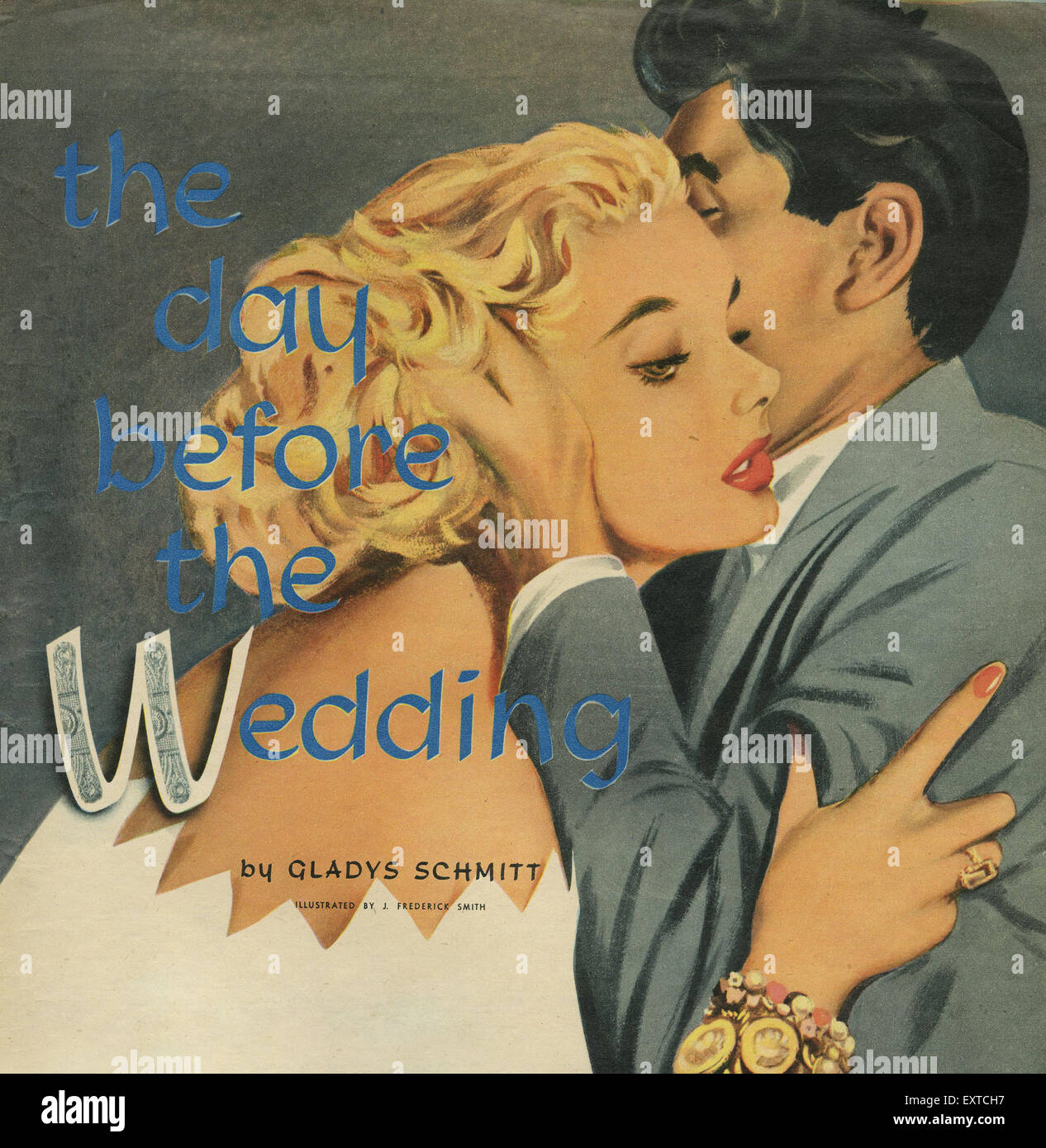 1950s UK The Day Before the Wedding Magazine Plate Stock Photo