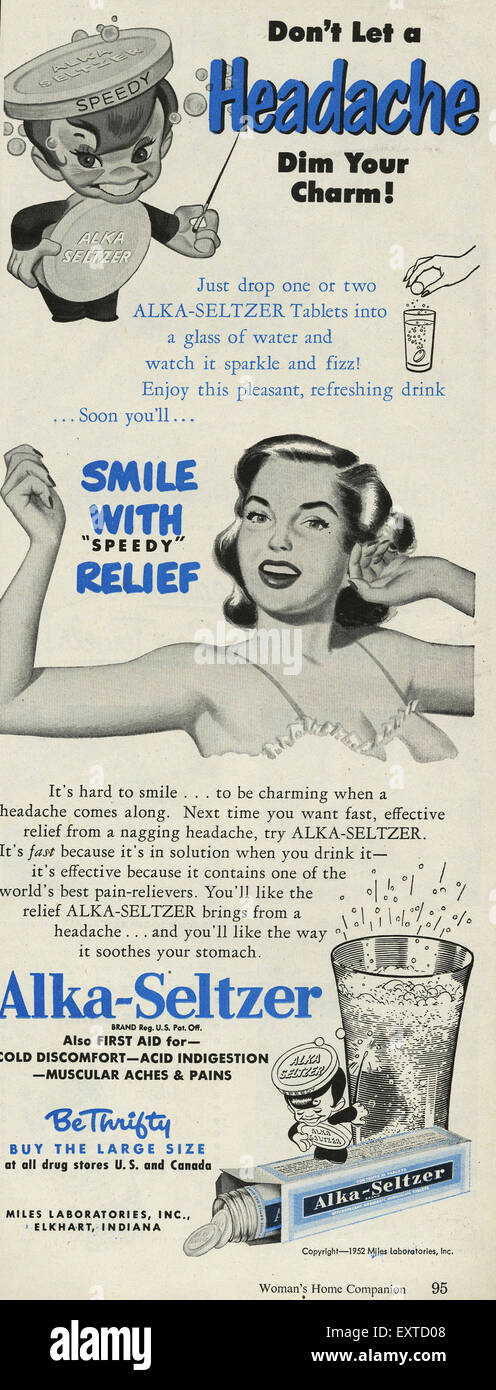 1950s USA Alka-Seltzer Magazine Advert Stock Photo - Alamy