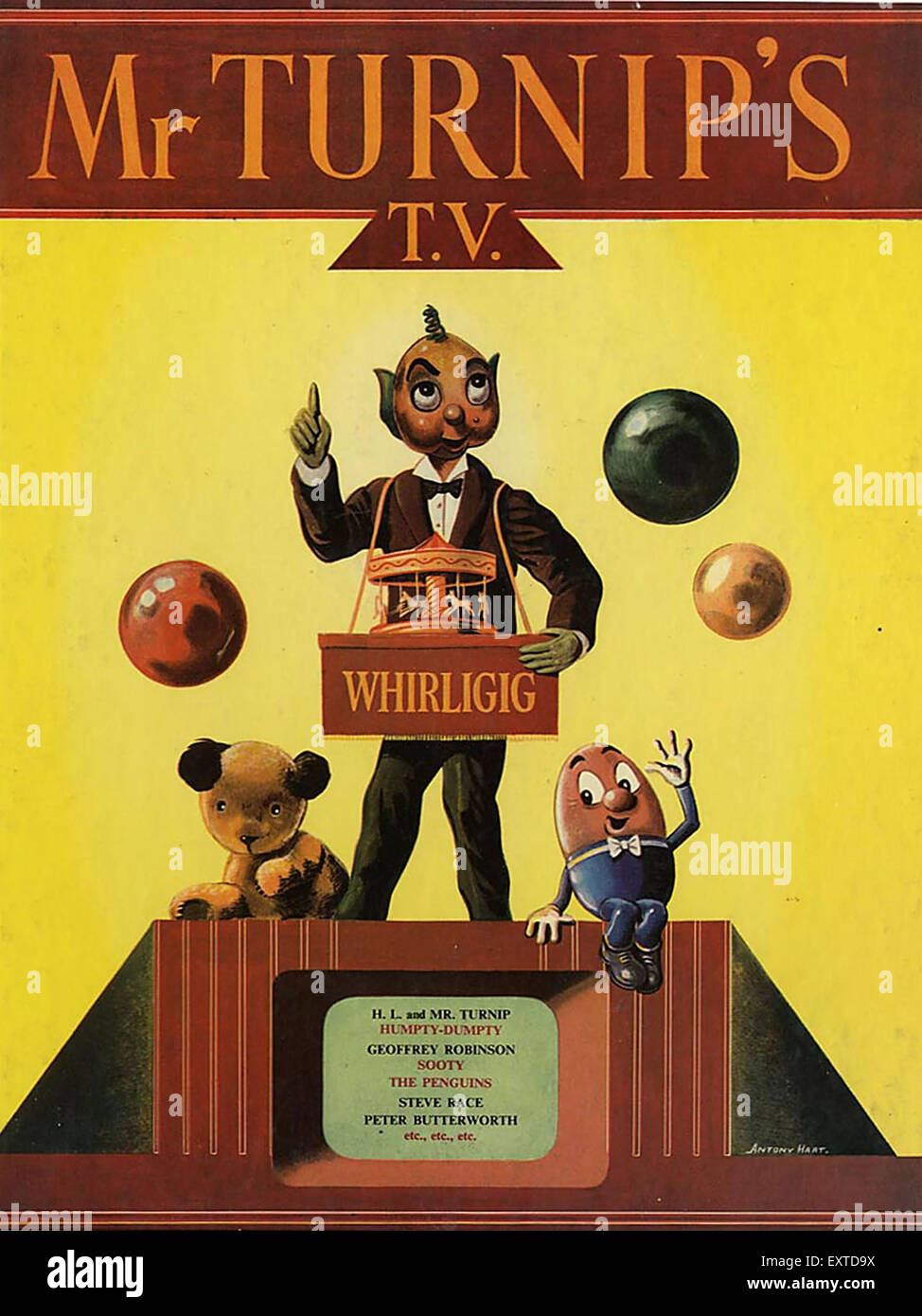 1950s UK Mr Turnip's TV Magazine Advert Stock Photo