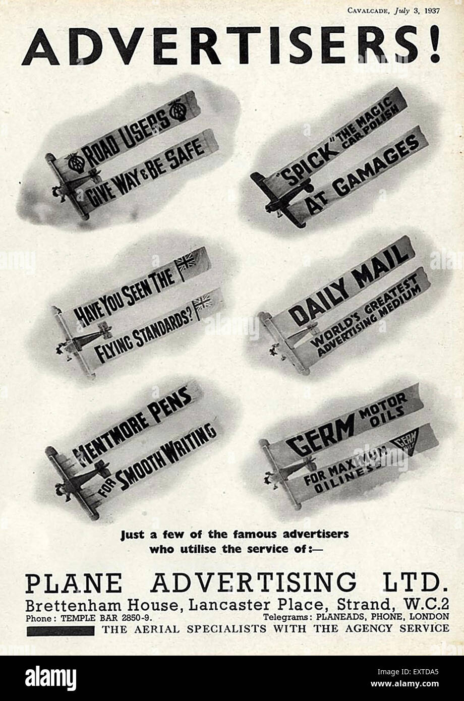 1930s UK Aircraft Advertising Magazine Advert Stock Photo