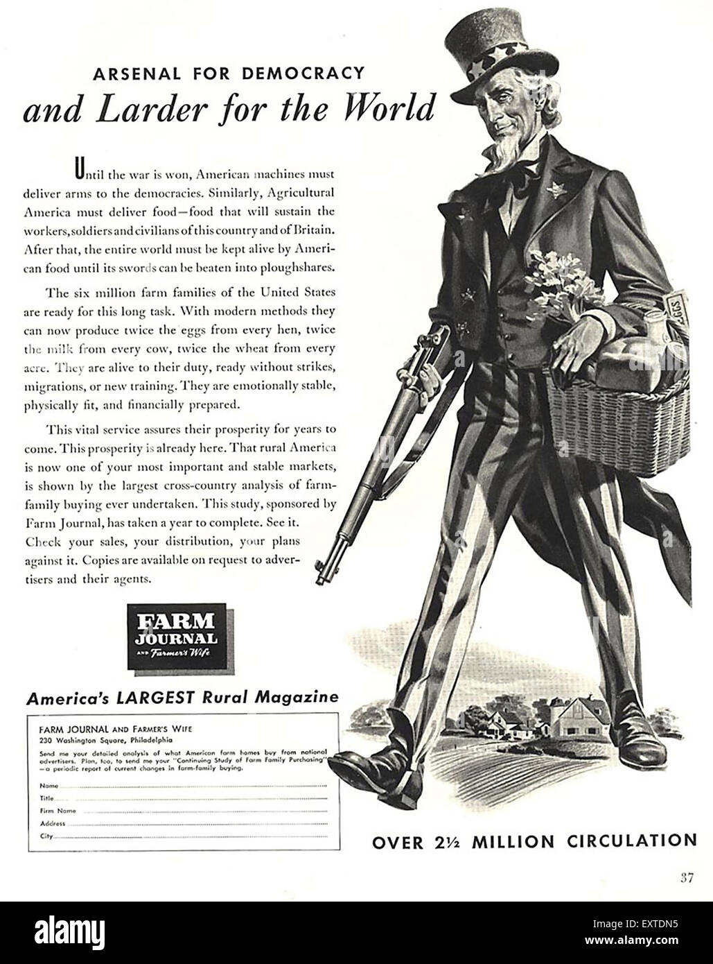 1940s USA Farm Journal Magazine Advert Stock Photo
