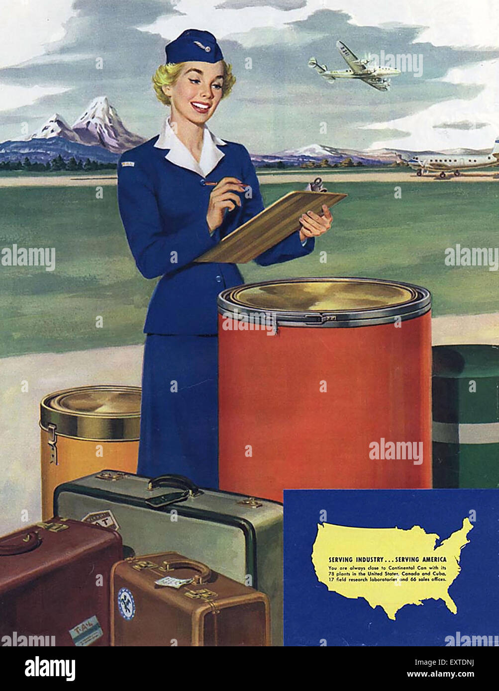1950s USA Airlines Magazine Advert Stock Photo