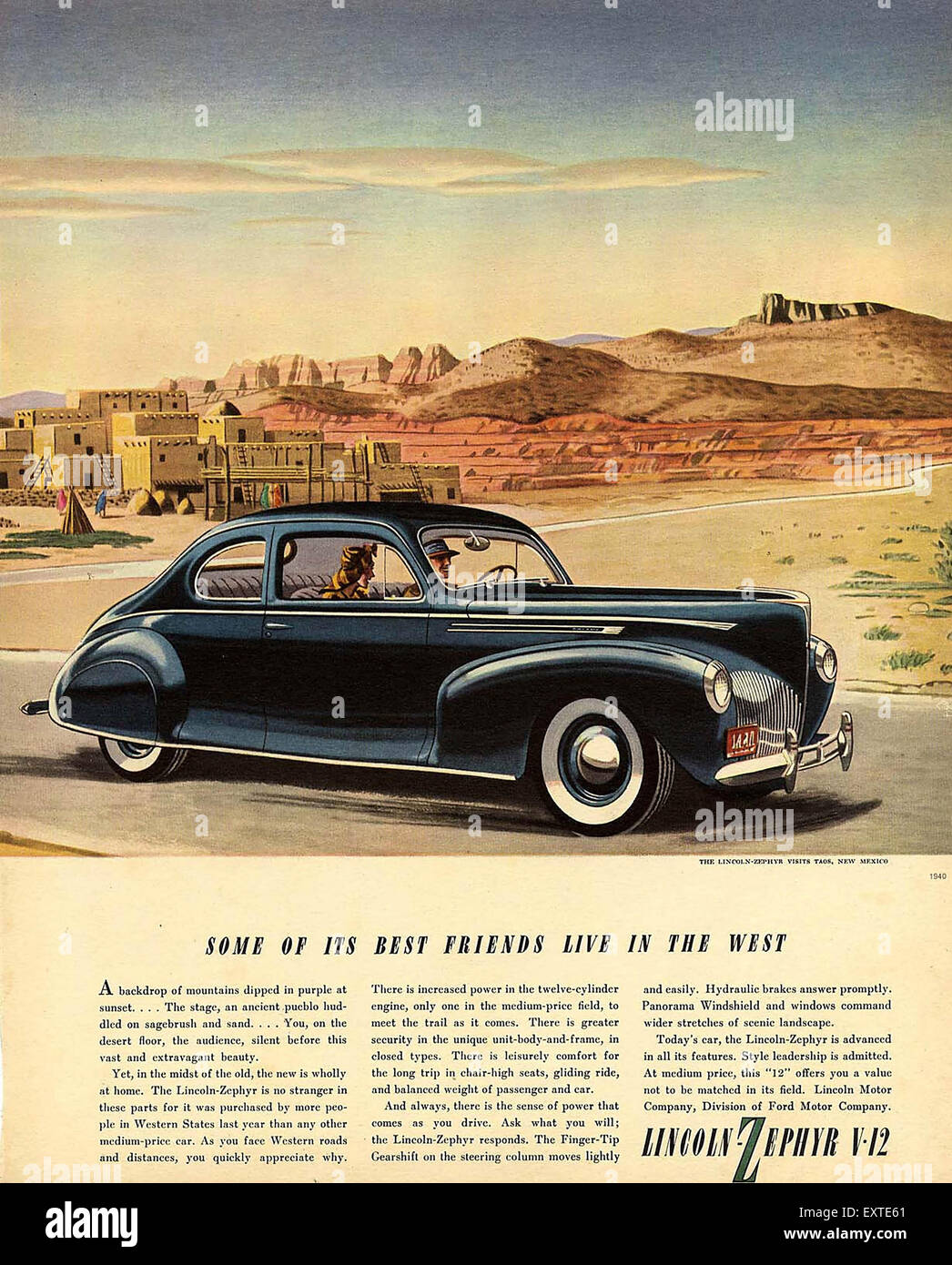 1940s USA Lincoln Magazine Advert Stock Photo