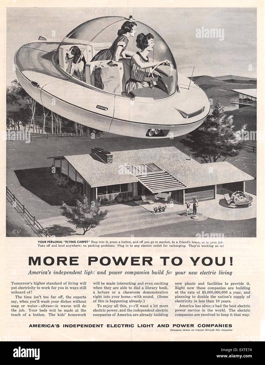 1950s USA Independent Electric Light & Power Companies Magazine Advert Stock Photo Alamy
