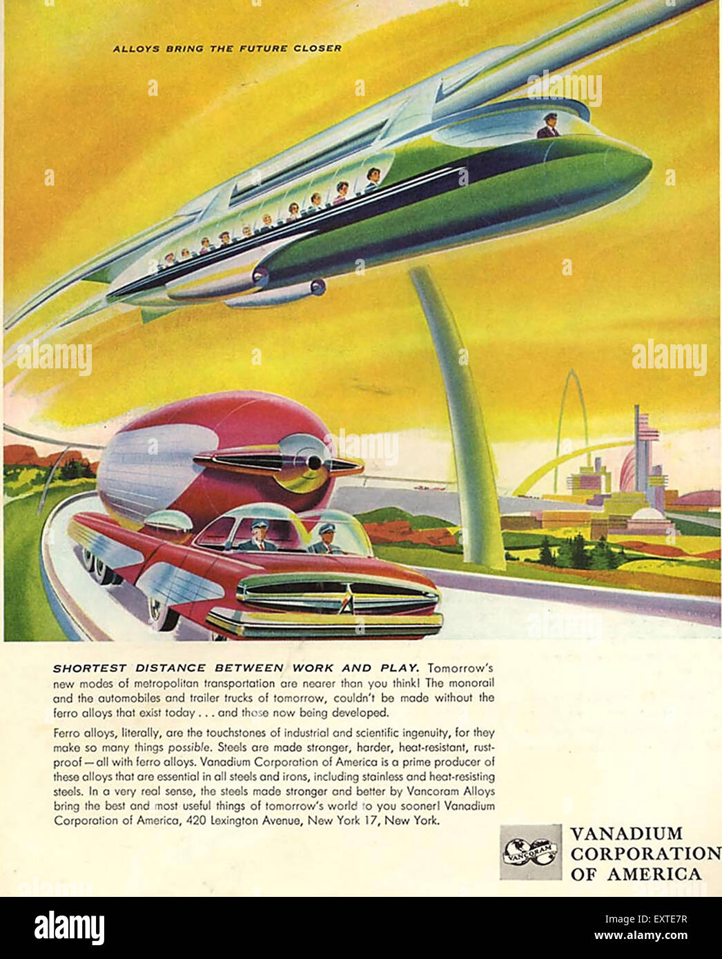 1950s USA Vanadium Corporation of America Magazine Advert Stock Photo