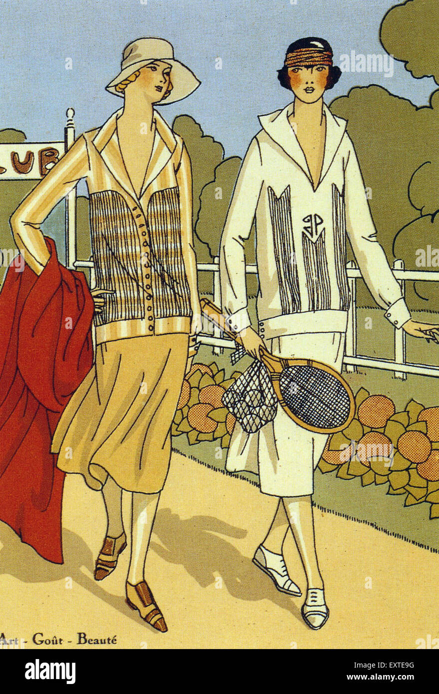 1920s France Fashion Magazine Plate Stock Photo
