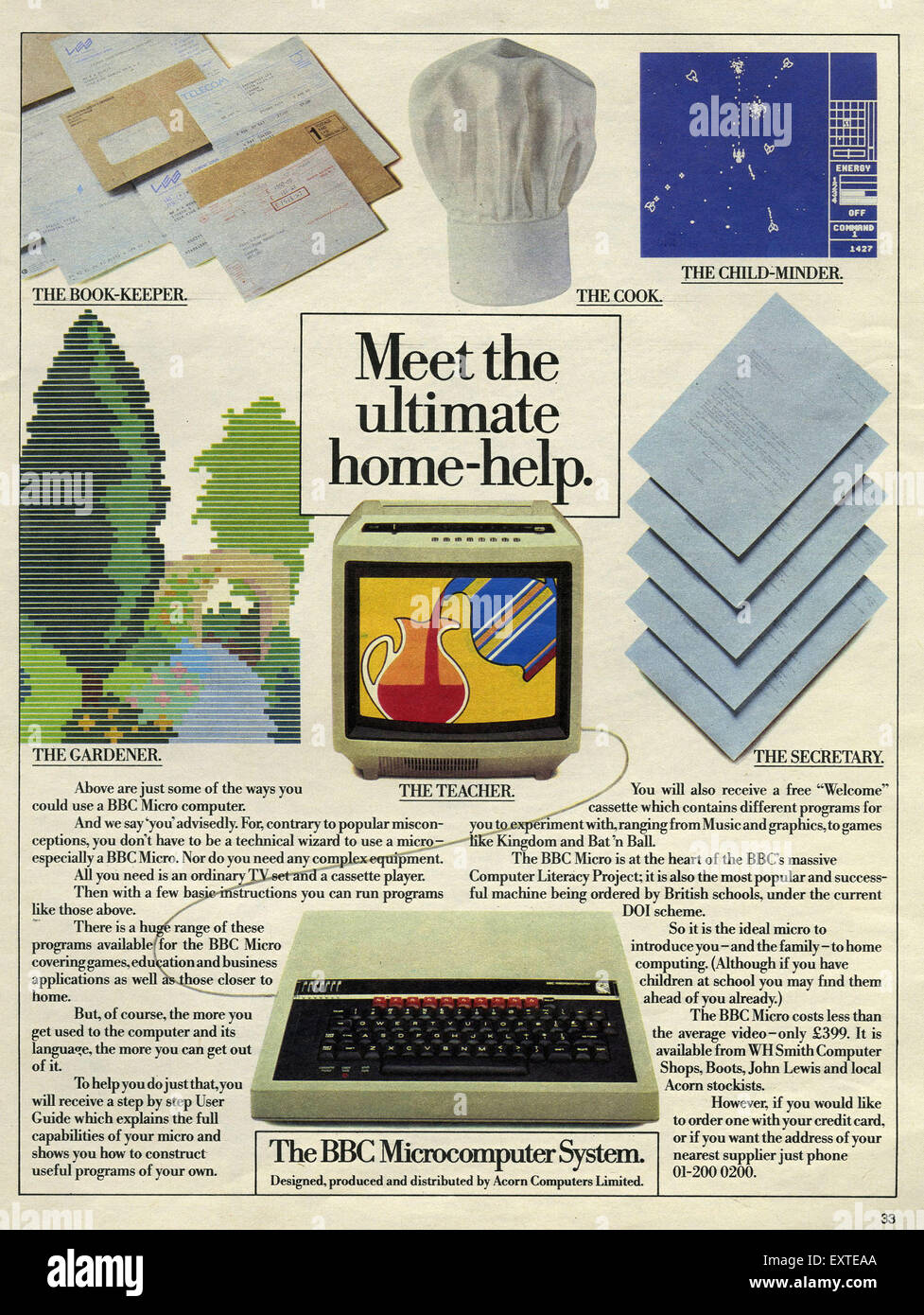 1980s UK BBC Micro System Magazine Advert Stock Photo