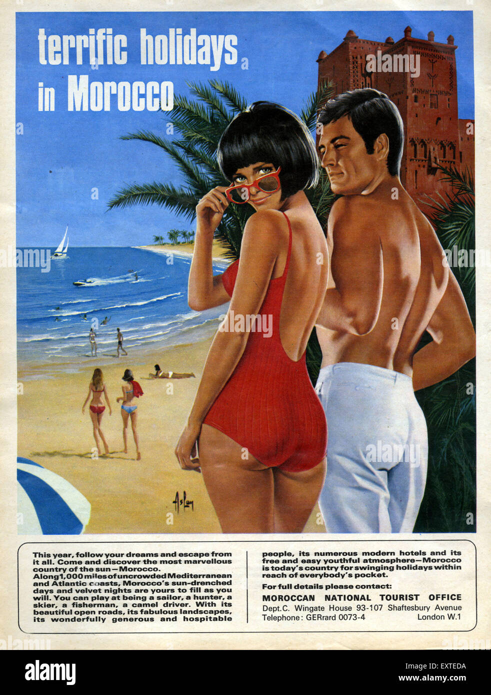1960s UK Morocco Magazine Advert Stock Photo photo