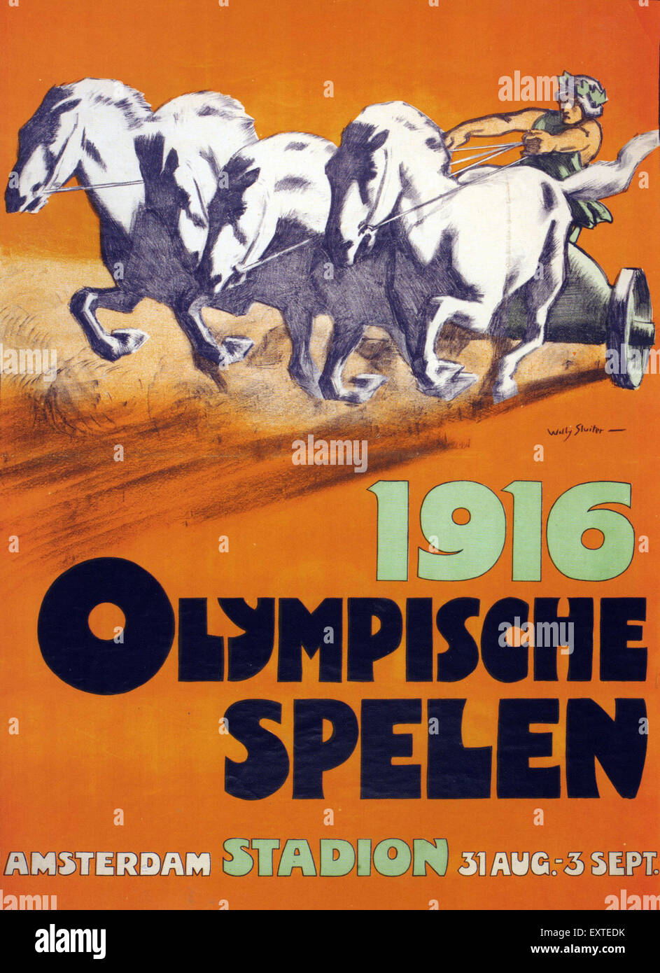 1910s Netherlands Olympic Games Poster Stock Photo