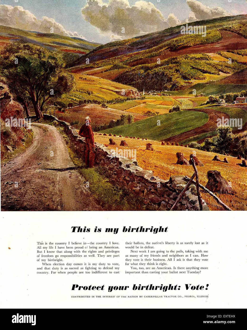 1950s USA Caterpillar Tractor Company Magazine Advert Stock Photo
