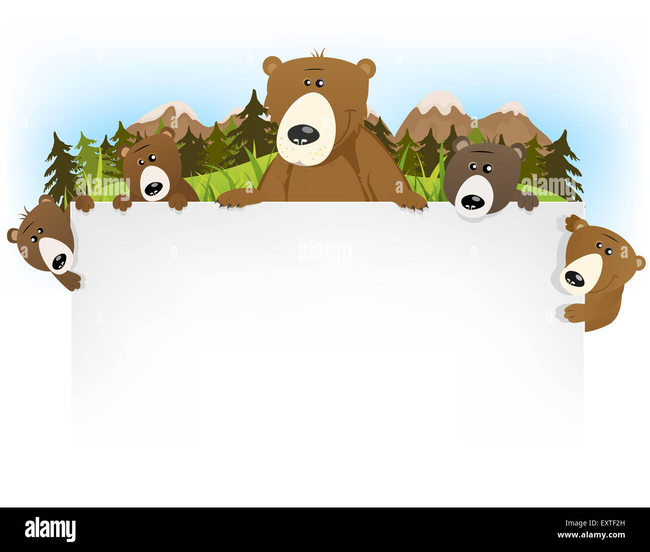 Illustration of a funny and cute cartoon brown grizzly bear family with dad and sons holding blank background letter Stock Photo - Alamy Illustration of a funny and cute cartoon brown grizzly bear family with dad and sons holding blank background letter Stock Photo - Alamy