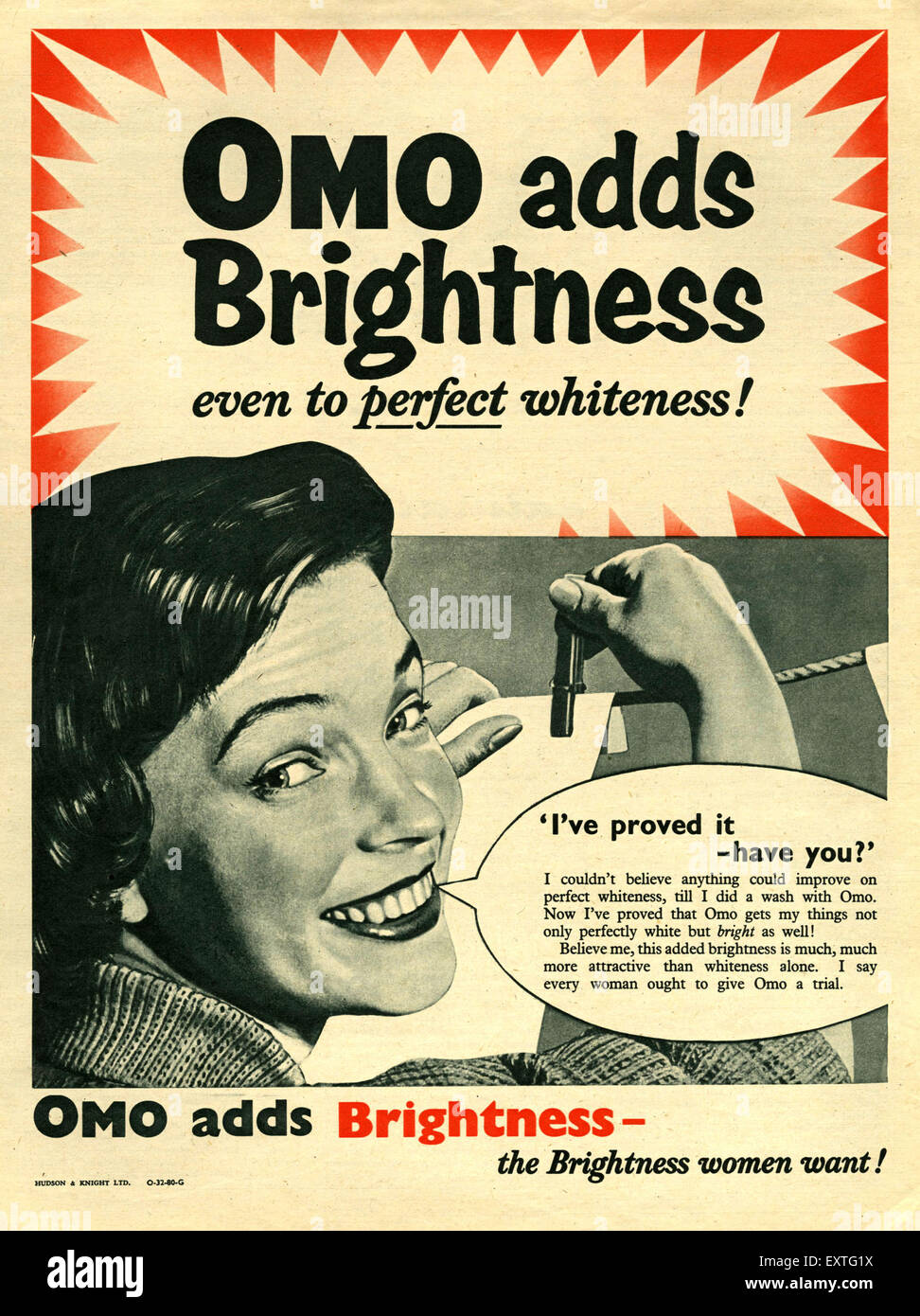 1950s UK Omo Magazine Advert Stock Photo