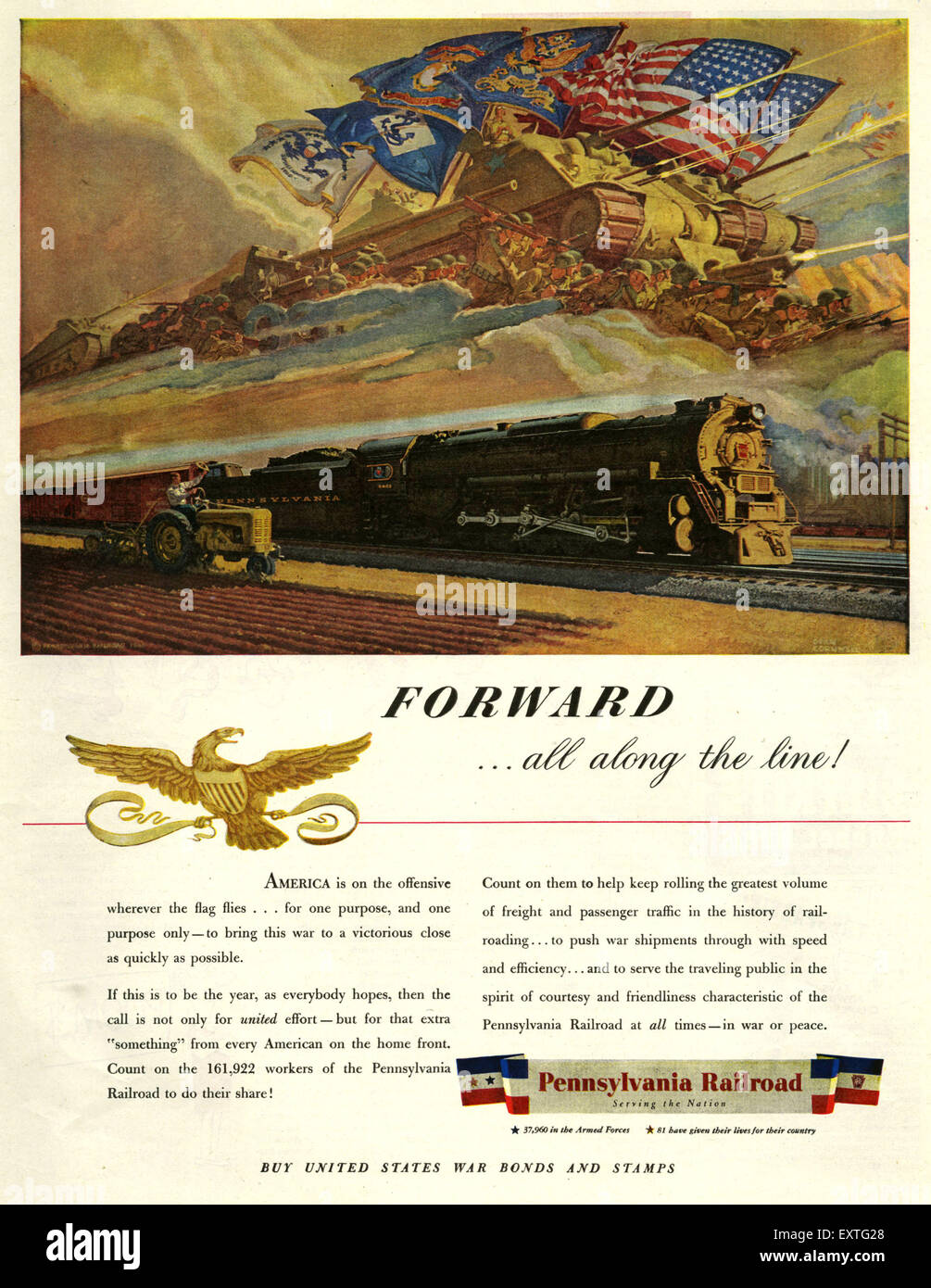 1940s USA Pennsylvania Railroad Magazine Advert Stock Photo
