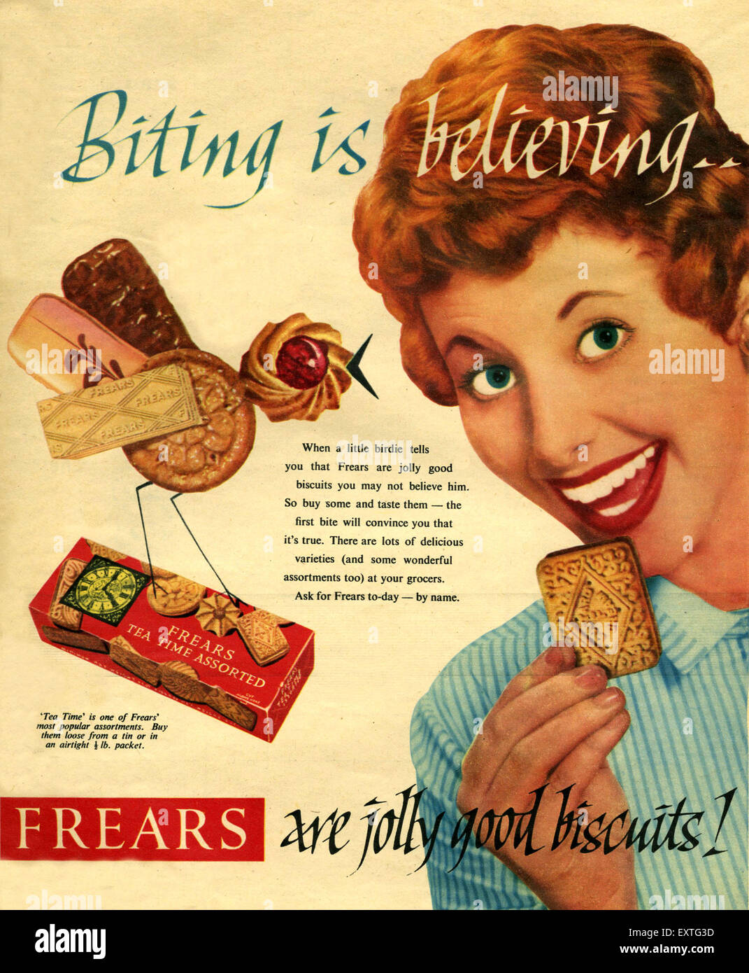 1950s UK Frears Magazine Advert Stock Photo - Alamy