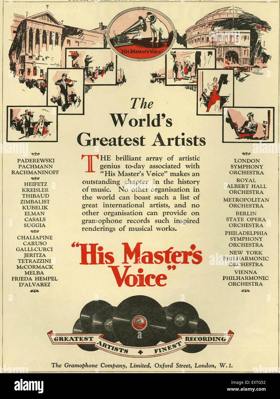 1920s UK HMV, Gramophone Company Magazine Advert Stock Photo