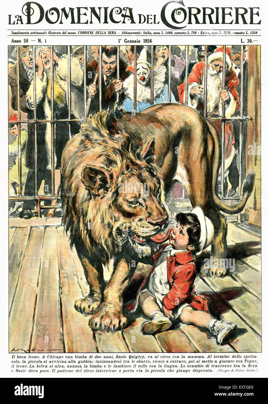 1950s Italy La Domenica Del Corriere Magazine Cover Stock Photo