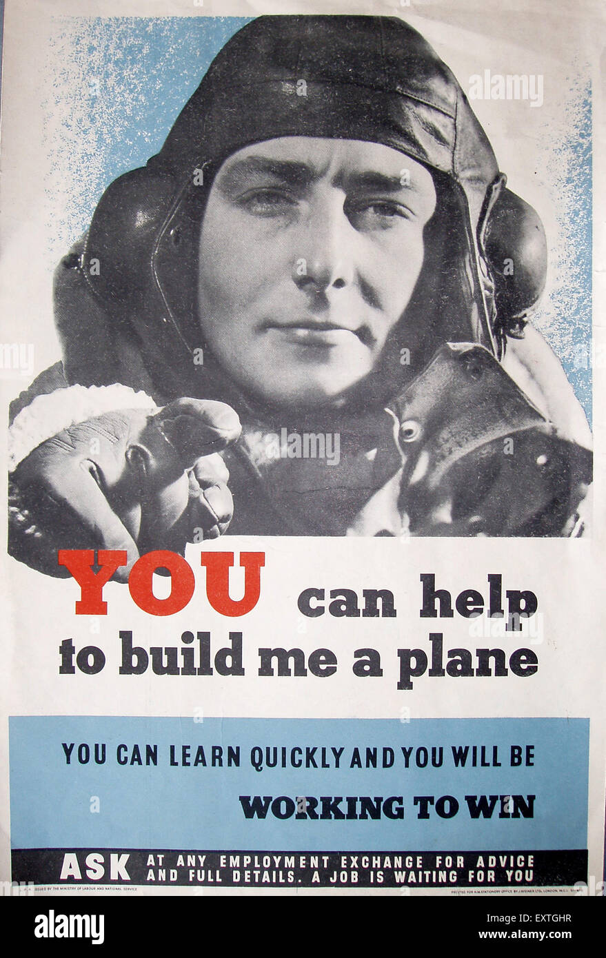 1940s UK Ministry of Labour and National Service Poster Stock Photo