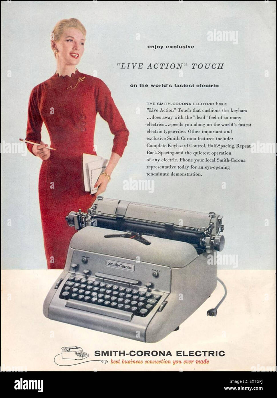 1950s USA Smith-Corona Magazine Advert Stock Photo