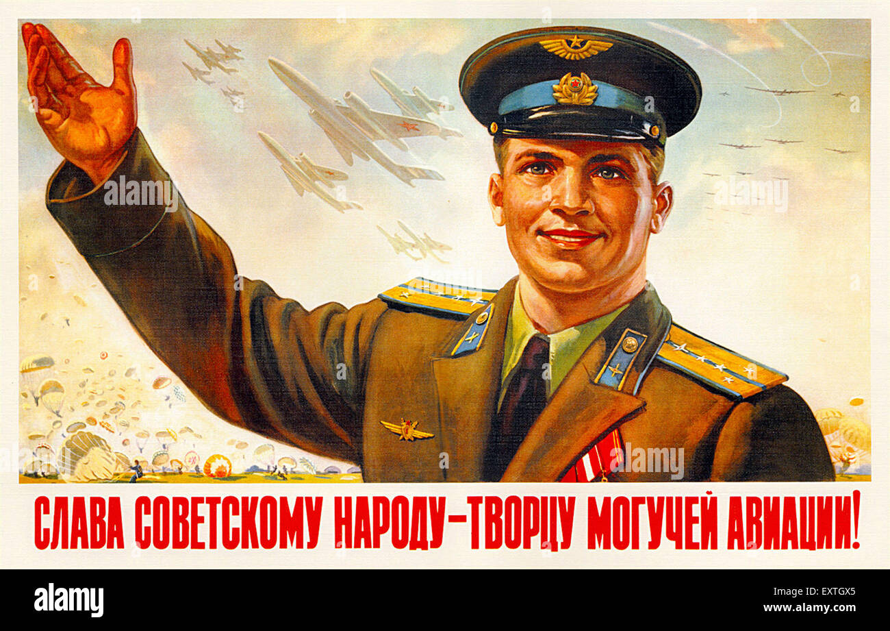 1950s USA Russian Propaganda Poster Stock Photo