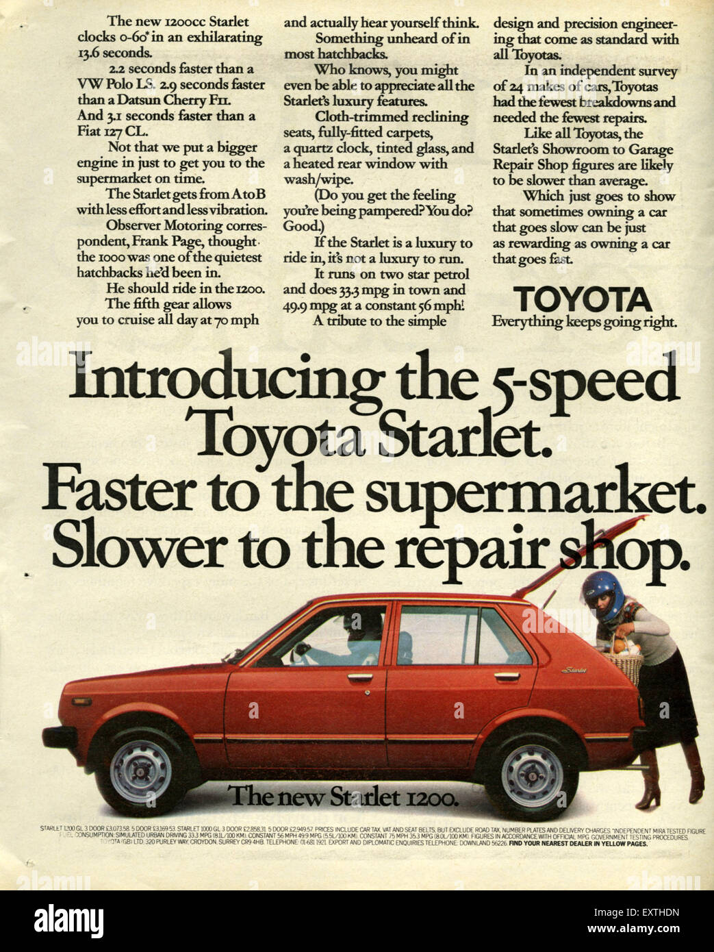 1970s UK Toyota Magazine Advert Stock Photo - Alamy