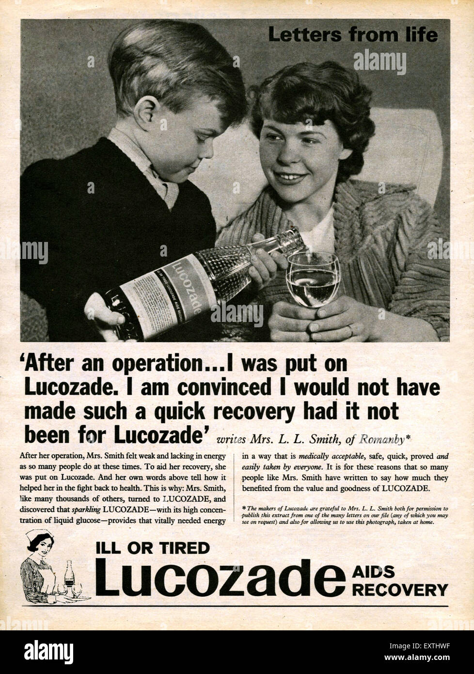 1960s UK Lucozade Magazine Advert Stock Photo