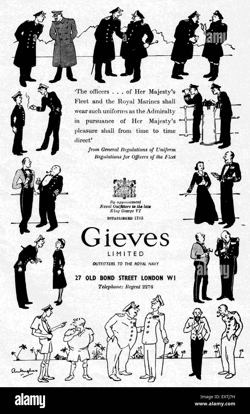 1950s UK Gieves Ltd Magazine Advert Stock Photo