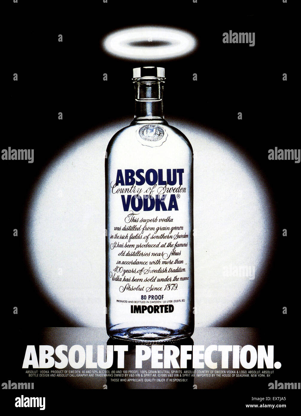 1980s USA Absolut Magazine Advert Stock Photo