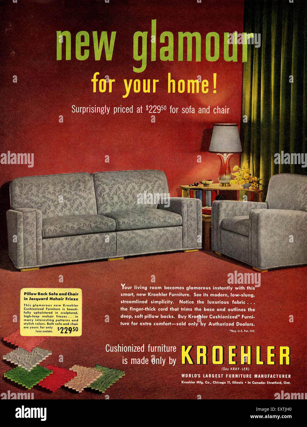 1950s Usa Kroehler Magazine Advert Stock Photo 85363964 Alamy