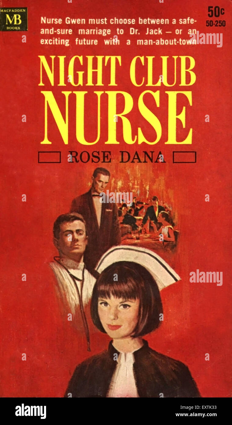 1960s USA Night Club Nurse Book Cover Stock Photo