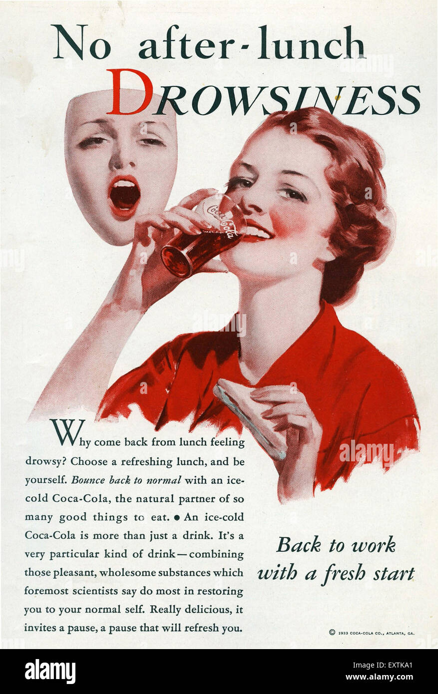 1930s USA Coca-Cola Magazine Advert Stock Photo - Alamy