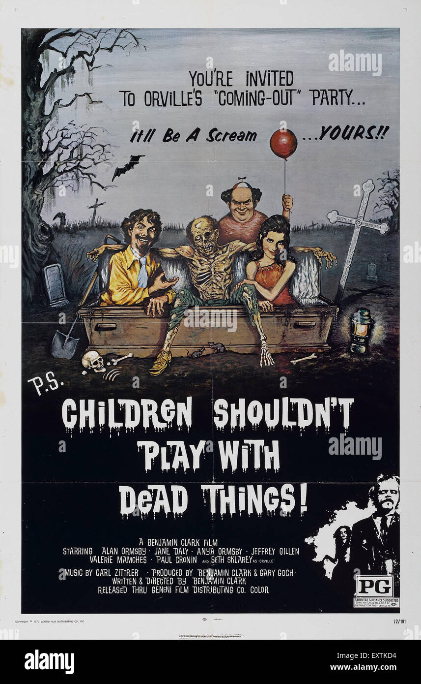 1970s USA Children Shouldn't Play With Dead Things Film Poster Stock Photo