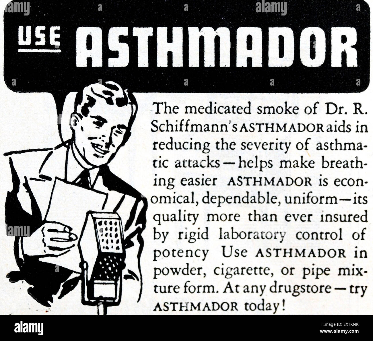 1950s USA Asthmador Magazine Advert Stock Photo