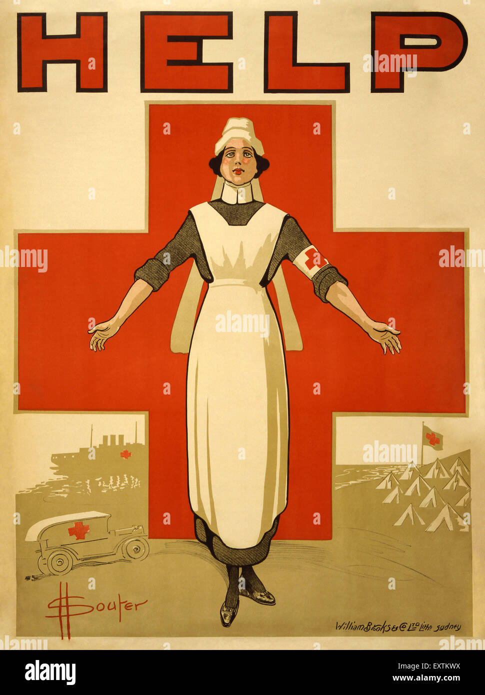 1910s Australia Red Cross Poster Stock Photo