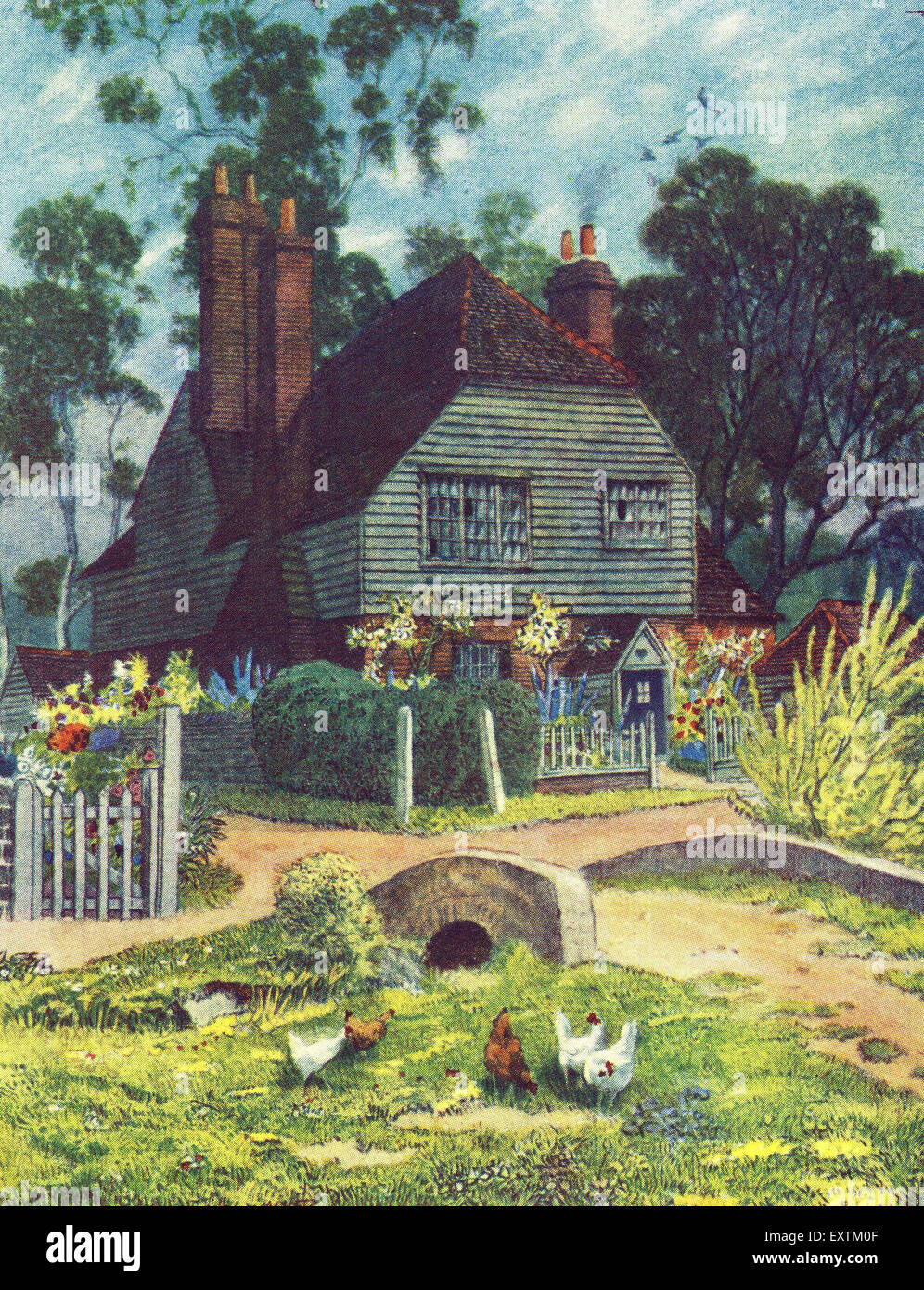 1940s Uk Country Cottages Magazine Plate Stock Photo 85365071 Alamy