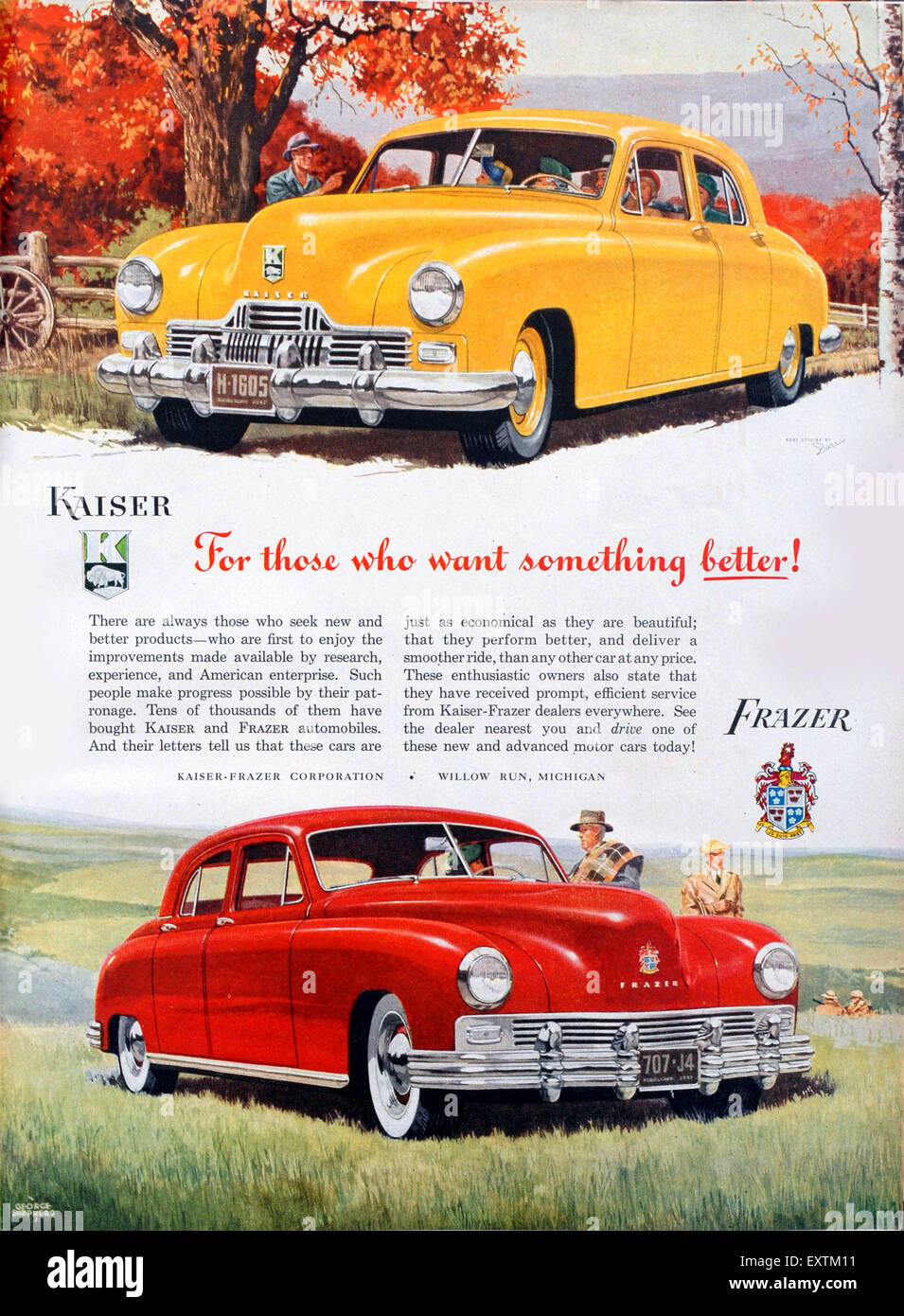 1940s USA Kaiser Frazer Magazine Advert Stock Photo