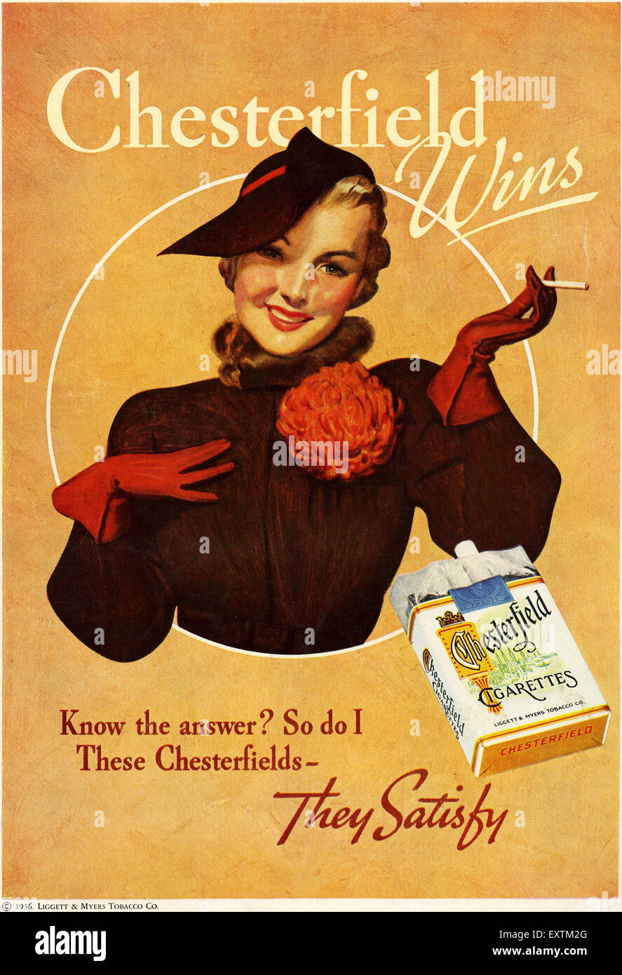 1930s USA Chesterfield Magazine Advert Stock Photo - Alamy