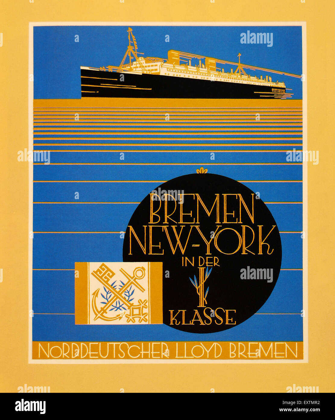 1920s USA Bremen New York Poster Stock Photo