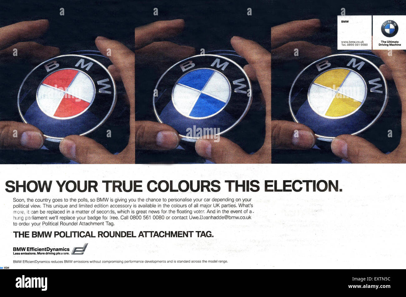 2010s UK BMW Newspaper Advert Stock Photo