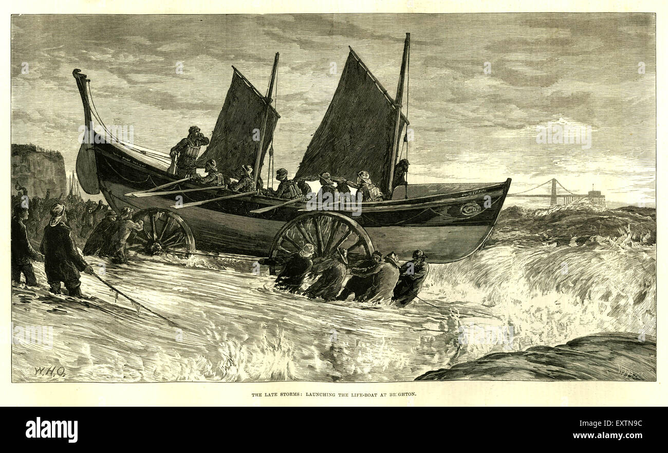 1870s UK Lifeboats, Brighton Magazine Plate Stock Photo