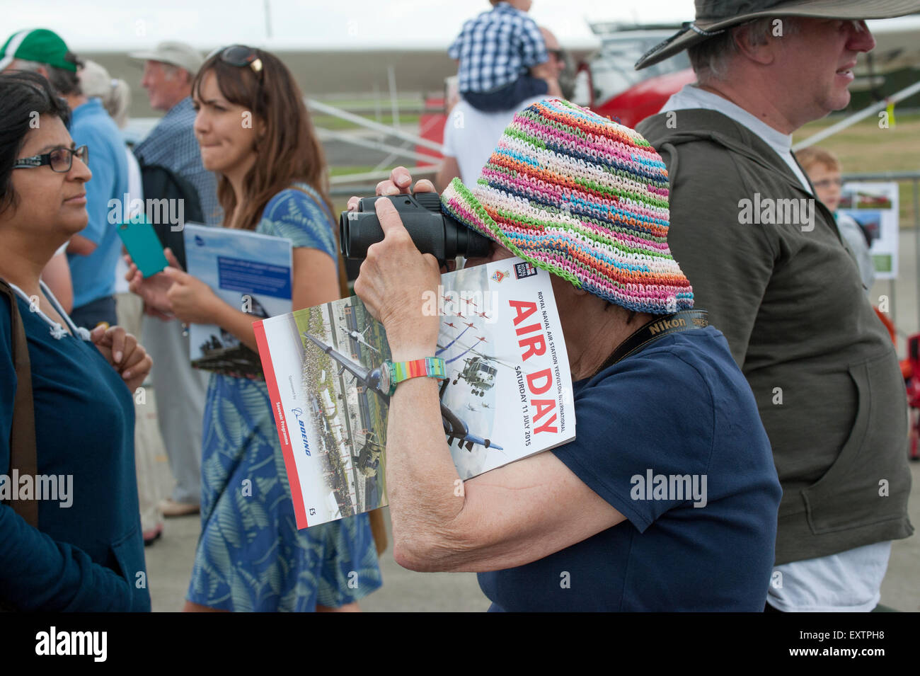 Air show spectator at RNAS Yeovilton Air Day Stock Photo