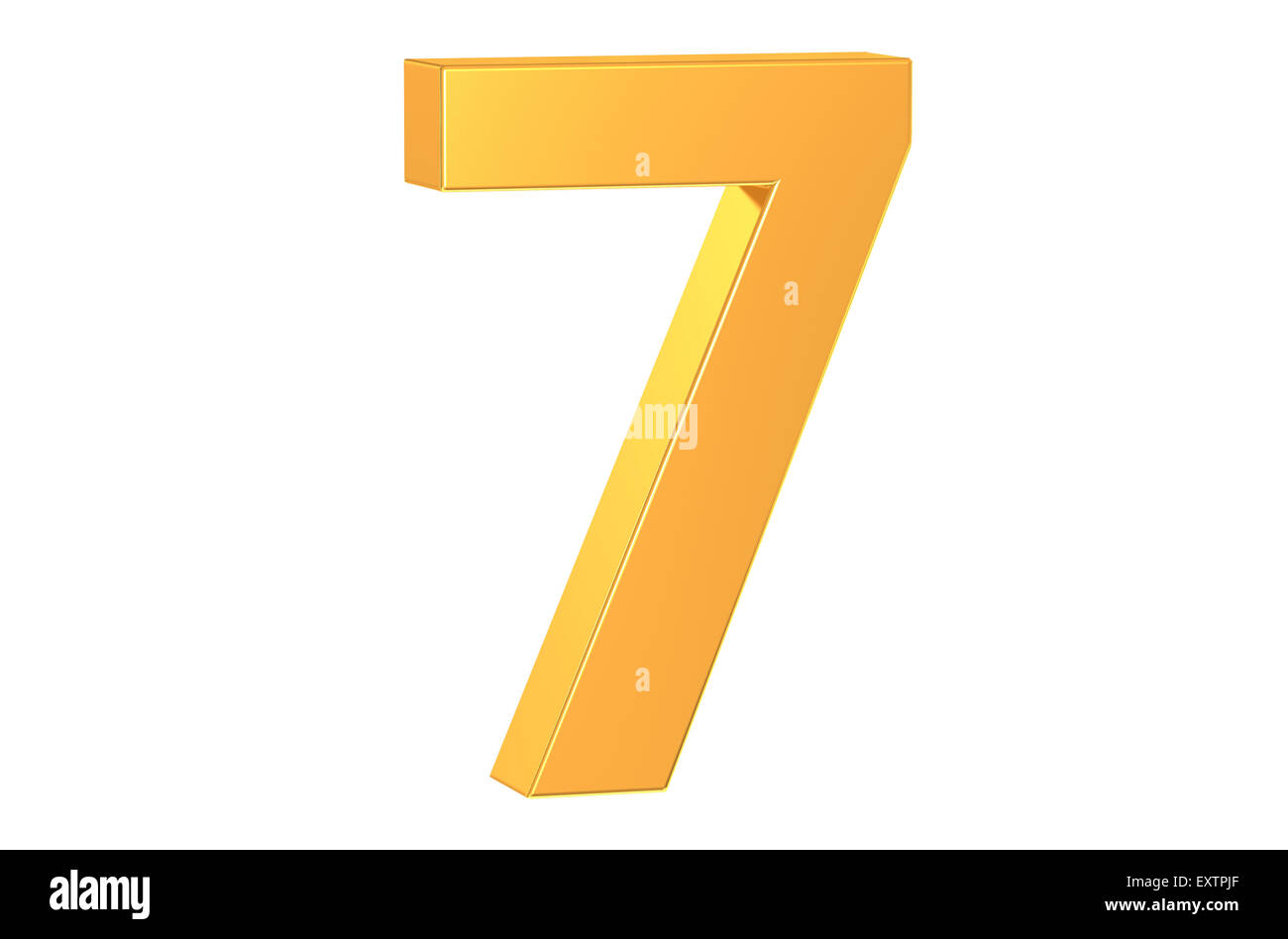 3D golden number 7 isolated on white background Stock Photo