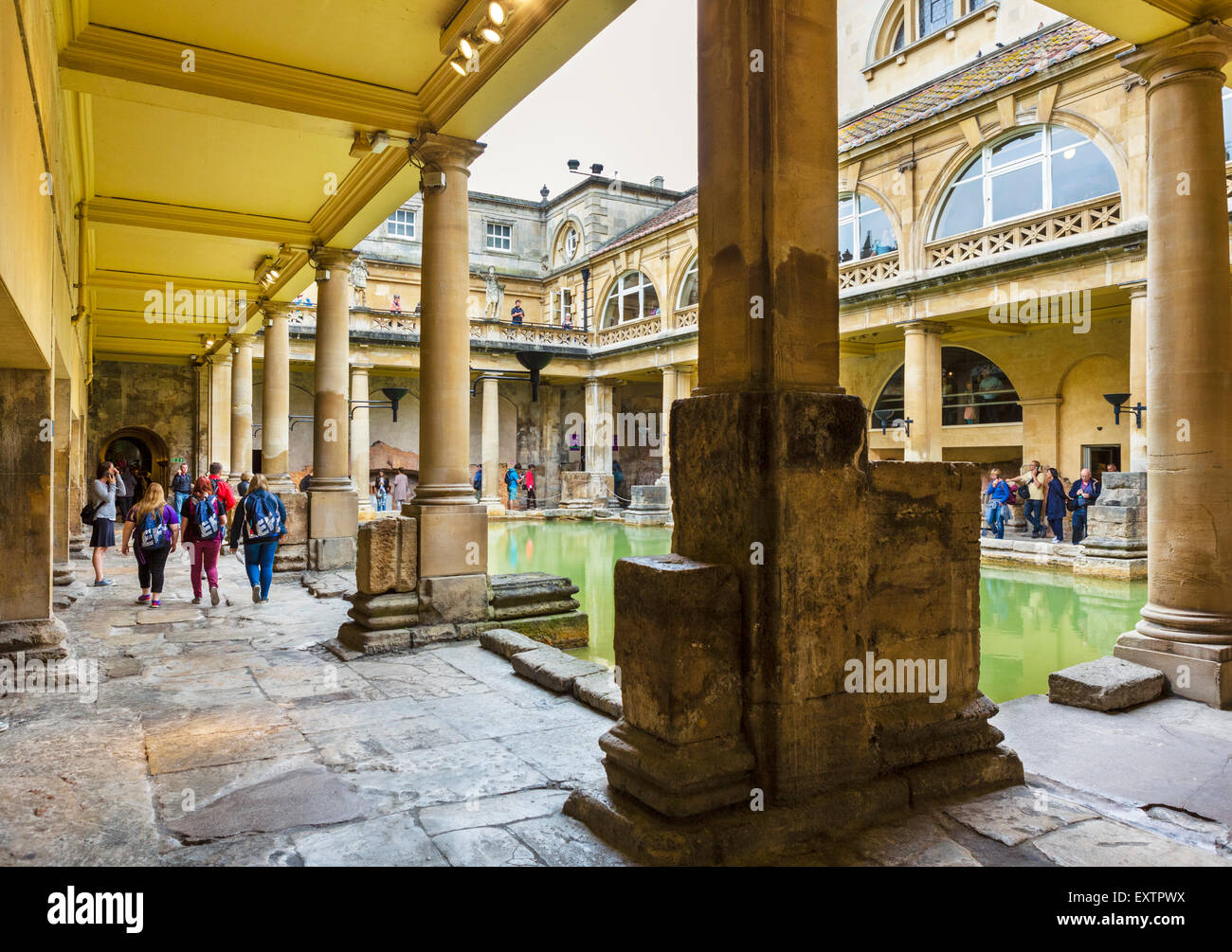 The Great Bath at the Roman Baths in Bath, Somerset, England, UK Stock Photo