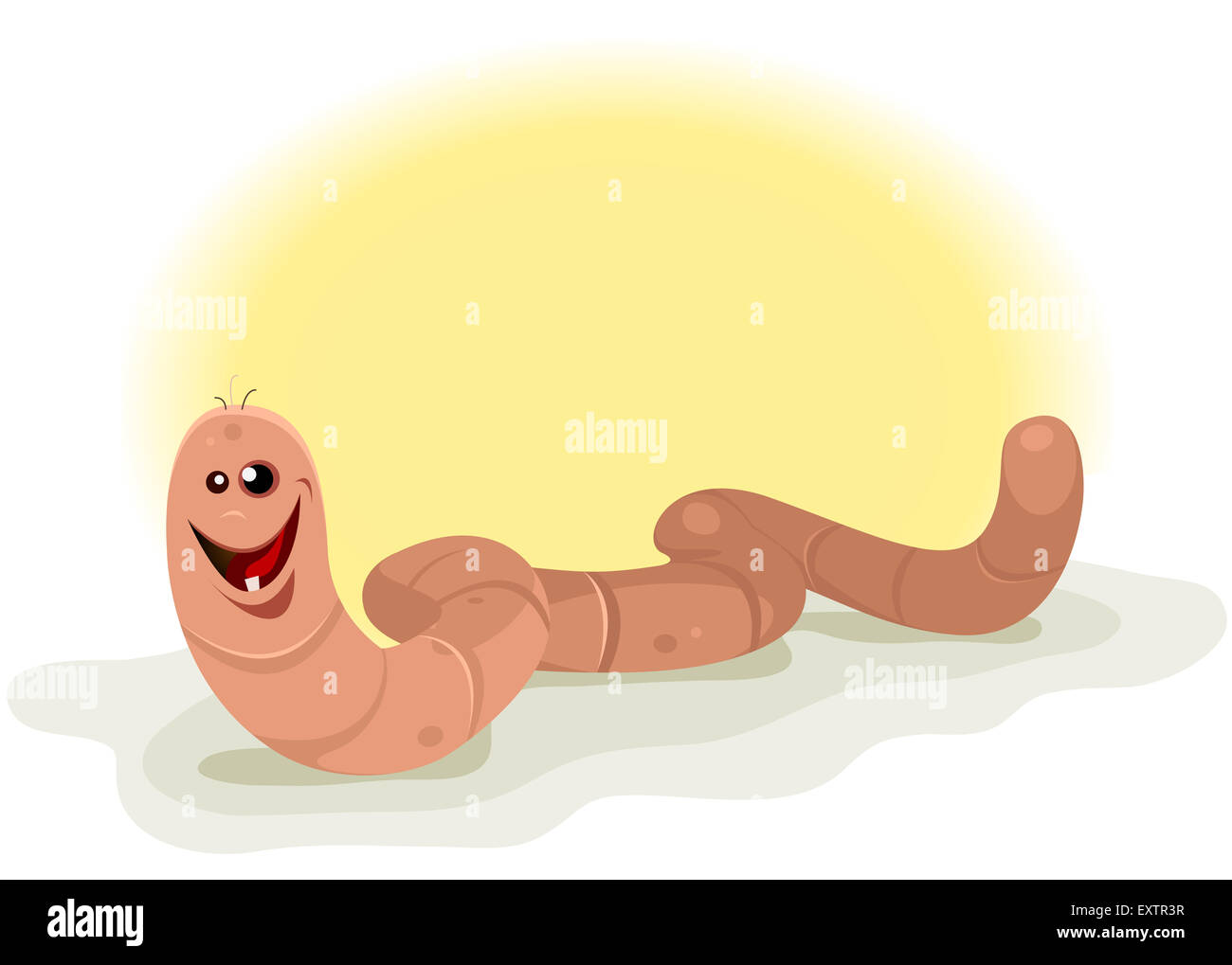 Illustration of a funny cartoon earth worm character smiling and crawling Stock Photo