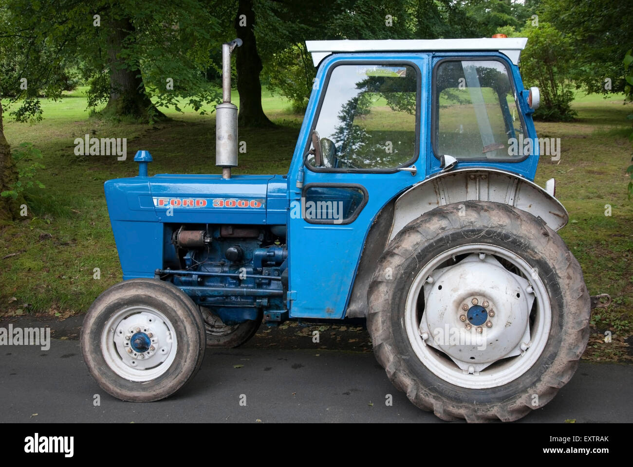 1974 Blue & White Ford 3000 Series Farm Tractor Stock Photo