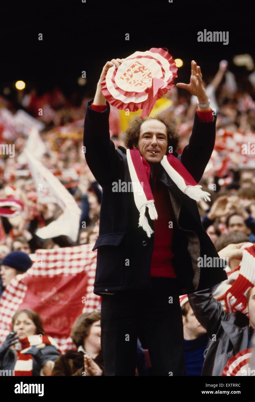 Arsenal supporter supporters fan fans victory celebration FA Cup semi final win Arsenal v Wolverhampton Wanderers 1979 Stock Photo