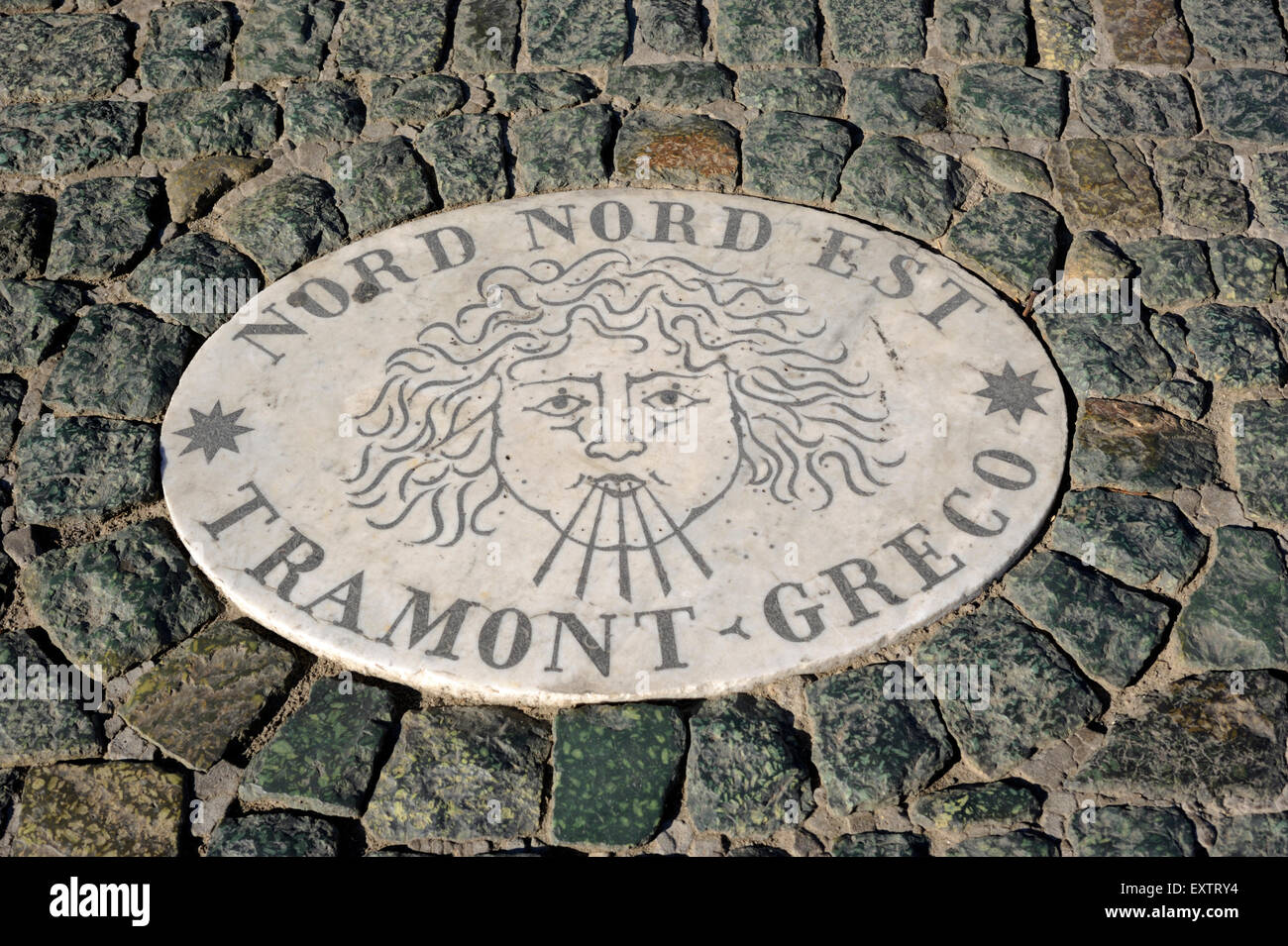 Italy, Rome, St Peter's square pavement, north east wind sign Stock Photo