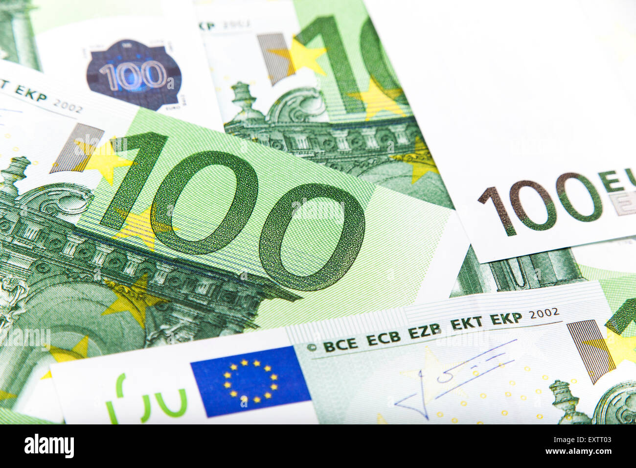 Closeup of a 100 euro note Stock Photo