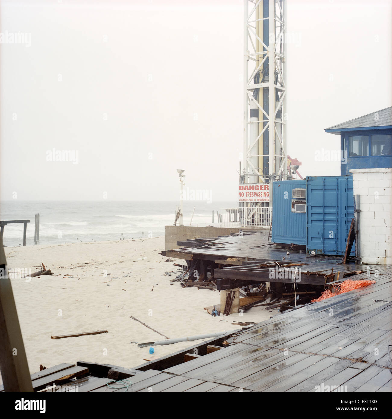View of wrecked Pier from Hurricane Sandy taken on June 7, 2013 in Seaside Heights New Jersey Stock Photo