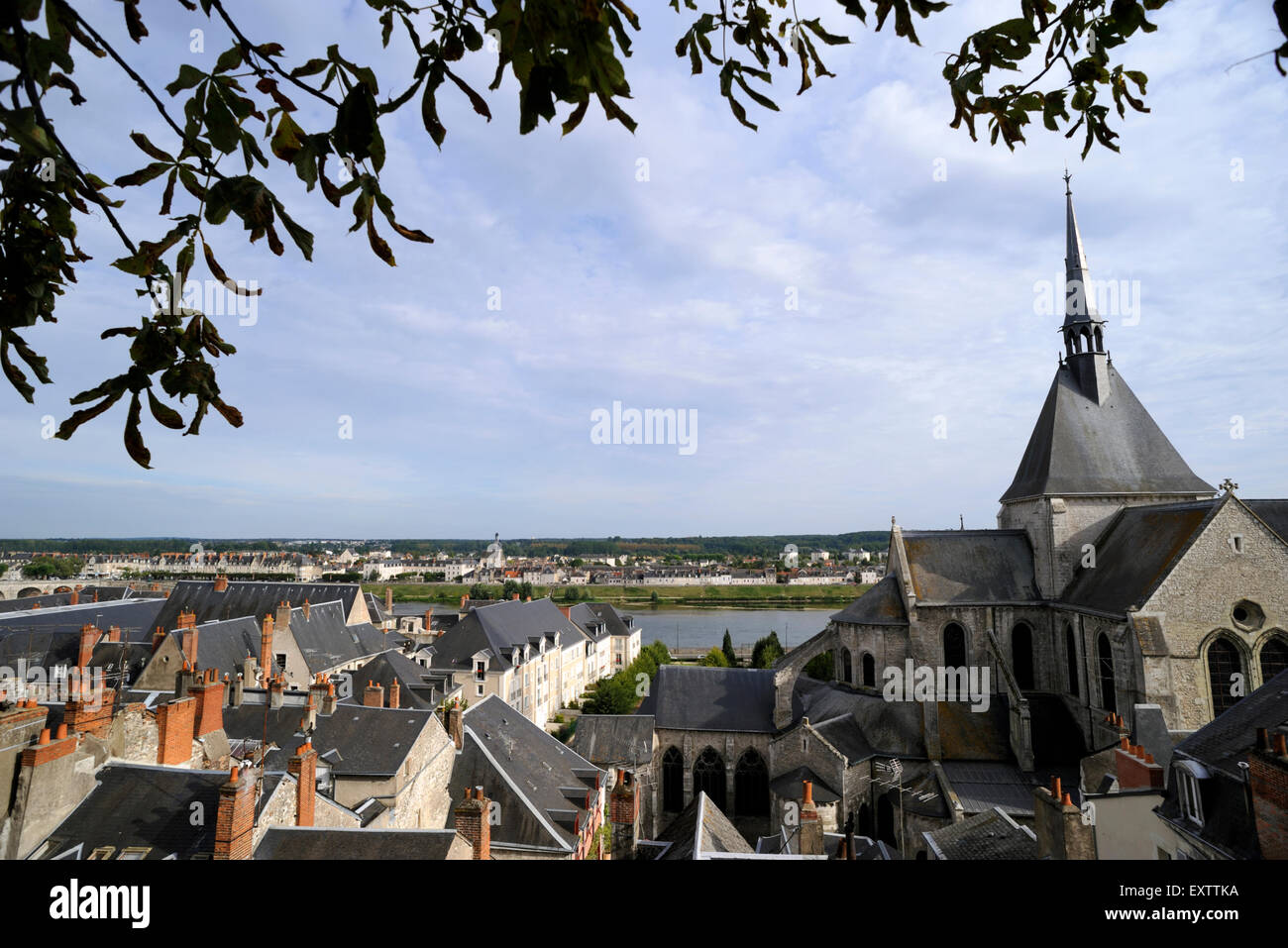France, Loire Valley, Blois, Loire river and city, St Nicholas church Stock Photo